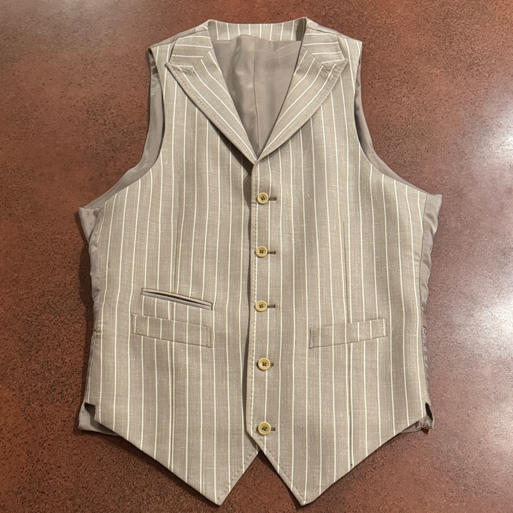 Men's Beige Striped Vest